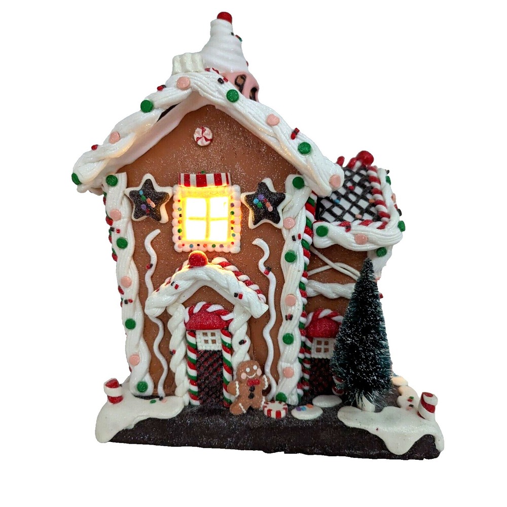 Kurt Adler 14" Battery-Operated Light-Up Gingerbread House Table Piece